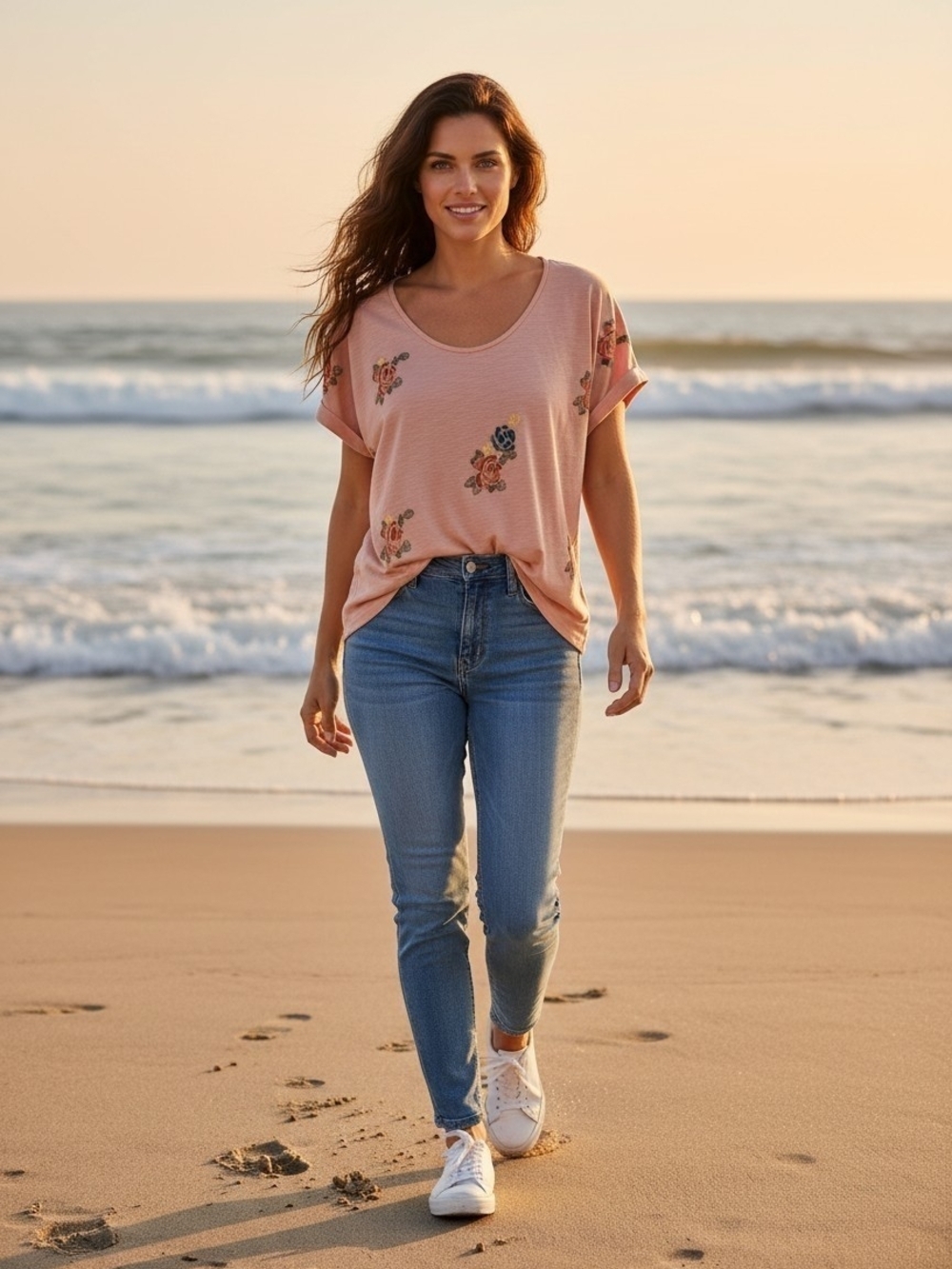 Kindred - NWT Apricot Embroidered Floral Ladies Blouse, Short Cuffed Sleeves, 2X - Picture 12 of 12